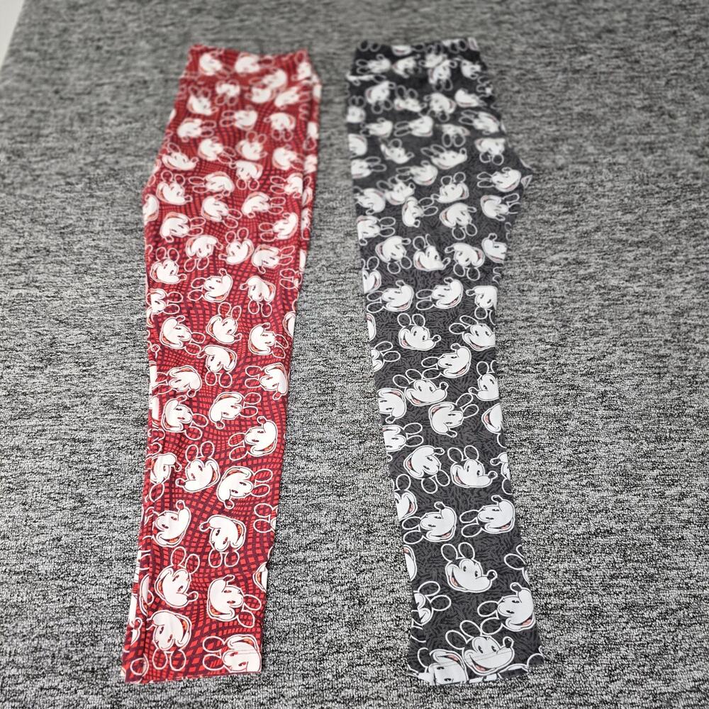 LuLaRoe Mickey Mouse Leggings Women's Tall & Curvy 1X 2X Red White Black Bundle